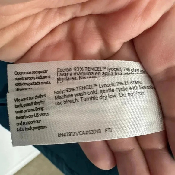 Eileen Fisher Teal Tencel Button/up Size Large - Picture 4 of 5